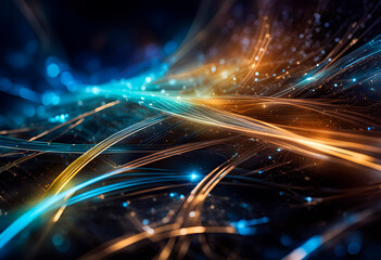 Obraz premium Abstract connection points. Technology background. Digital drawing of blue theme