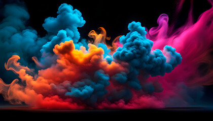 Fototapeta premium Abstract background of colored smoke on a black background