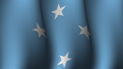 micronesia waving flag background design on sunset view vector illustration