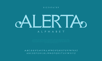 Alerta creative modern urban alphabet font. Digital abstract moslem, futuristic, fashion, sport, minimal technology typography. Simple numeric vector illustration