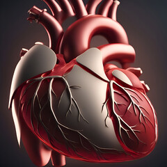 Human heart on a dark background. 3d rendering. 3d illustration.