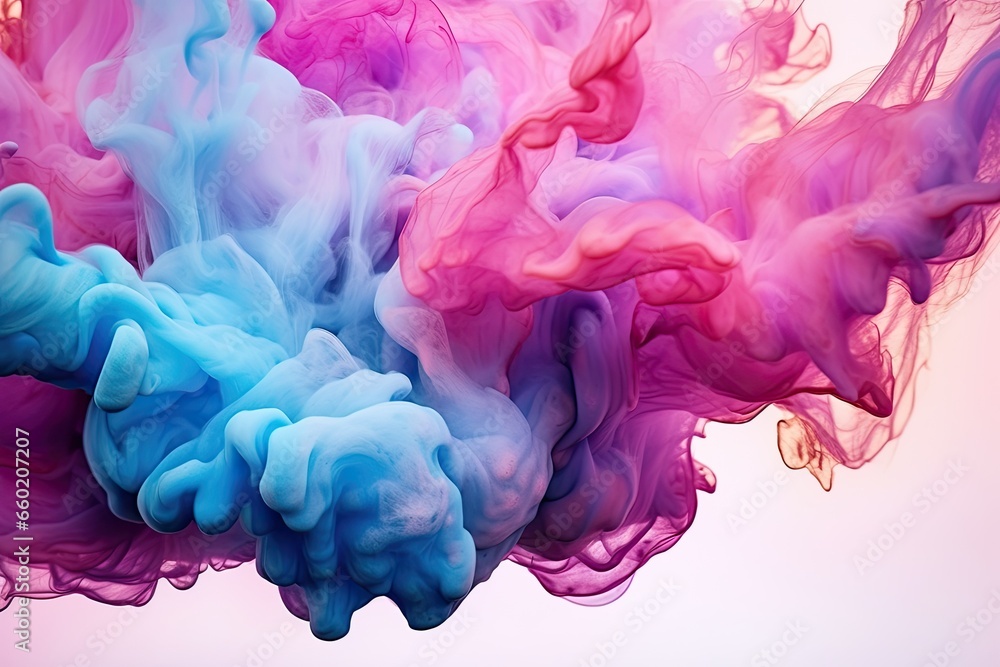 Poster fluid ink in water: abstract background design emulating the capriciousness of fluid ink flow, gener