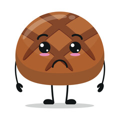 Cute gloomy chocolate character. Funny sad sweet cartoon emoticon in flat style. closet vector illustration