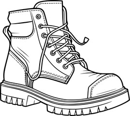 Outline of boot for coloring page