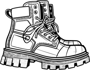 Outline of boot for coloring page
