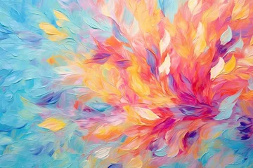 Crédence de cuisine en verre imprimé Mélange de couleurs Abstract Colorful Background: Impressionist Painting Inspiring Cheerful Hues, generative AI