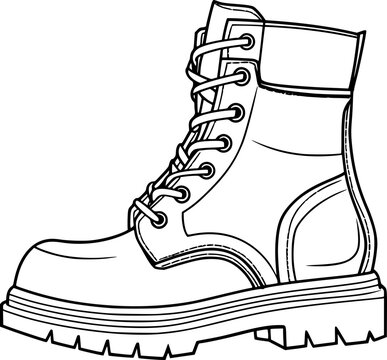 black and white combat boot outline clip art preview