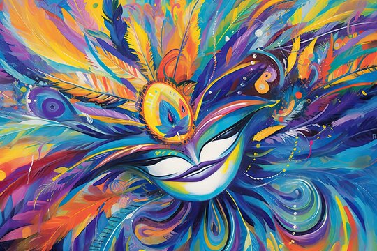 Vibrant Brazilian Carnival: Abstract Colorful Backgrounds Exuding Vivacity and Energy, generative AI
