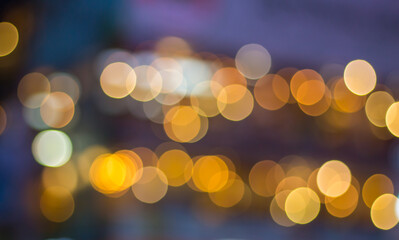 Beautiful bokeh  at night christmas lights