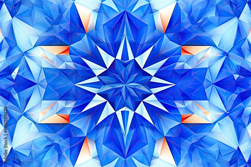 Poster abstract geometric background: kaleidoscope of 3d shapes floating in an infinite space, generative a