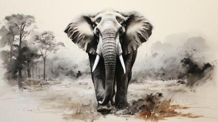 Pencil drawing of a elephant
