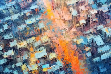 Bird's-Eye View: Abstract Multicolor Background Evoking a Bustling City Street, generative AI