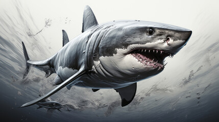 Fototapeta premium Pencil drawing of a shark