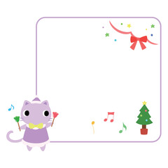 クリスマスコンサートのネコ　フレーム＋装飾付