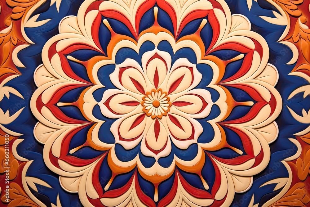 Aufkleber abstract pattern background: mesmerizing sand mandala patterns reflected, generative ai