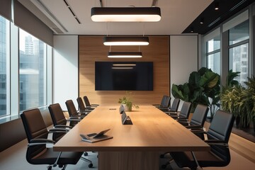 nterior of a meeting room in a modern office, meeting room. Minimal