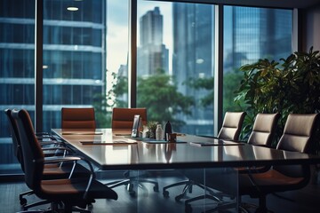 nterior of a meeting room in a modern office, meeting room. Minimal