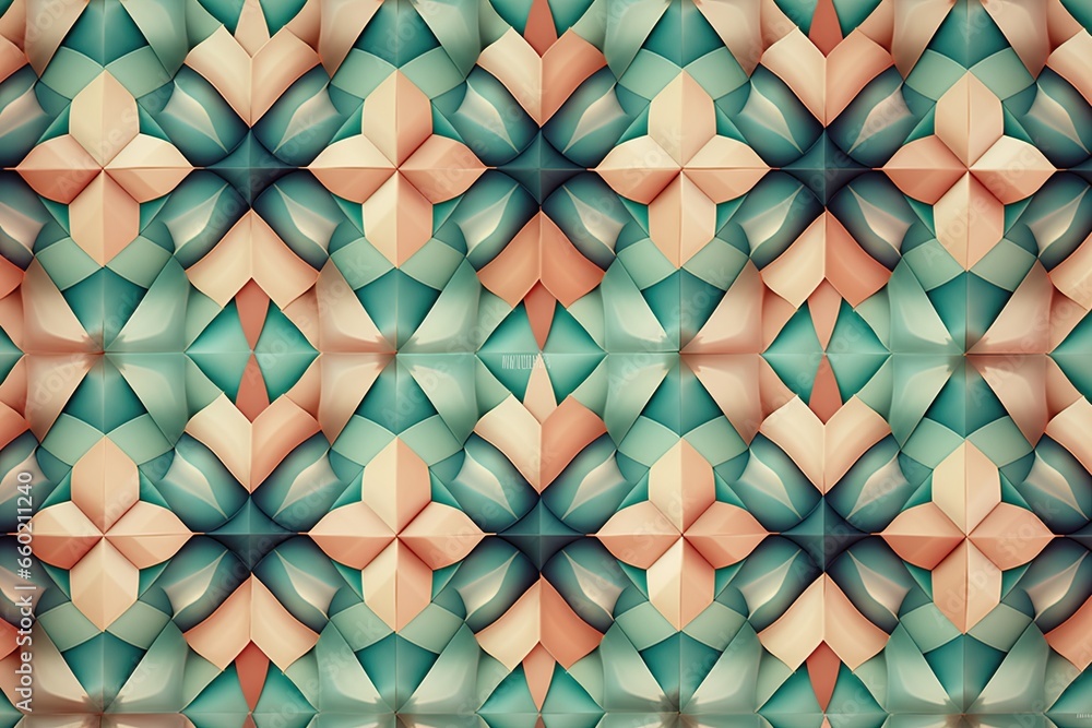 Poster abstract pattern background: shifting tessellated designs and morphing across the frame, generative 