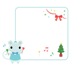 クリスマスコンサートのネズミ　フレーム＋装飾付 - obrazy, fototapety, plakaty