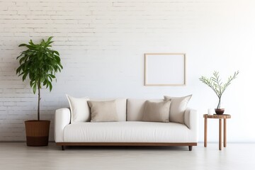 White wall living room have sofa and decoration