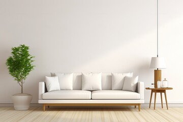 White wall living room have sofa and decoration