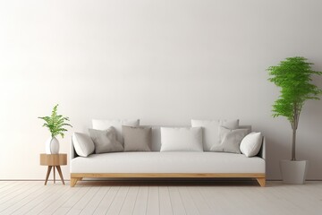 White wall living room have sofa and decoration