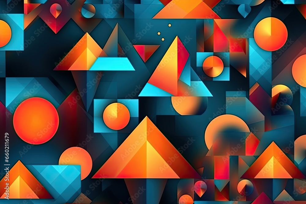 Poster abstract shapes background: imaginative playground of geometric forms, generative ai