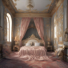 interior of room, interior, room, bedroom, furniture, luxury, bed, Ai generated 