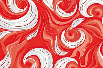 Fototapeta na wymiar Abstract Red and White Candy Cane Background with Swirls: Vibrant Digital Image, generative AI