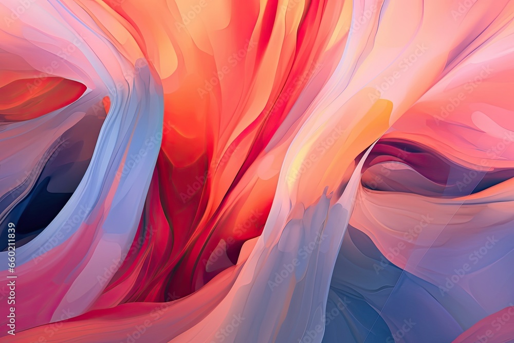 Poster abstract shapes background: fluid forms dancing in a choreographed ballet on canvas, generative ai
