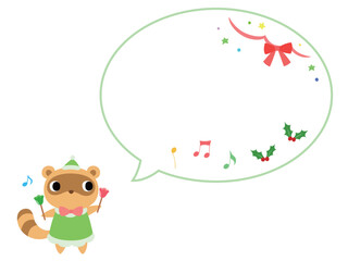 クリスマスコンサートのタヌキ　吹き出し＋装飾付