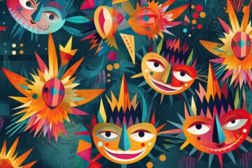 Naklejka premium Colorful Abstract Background: Celebrating the Joyful Exuberance of a Festival Parade, generative AI