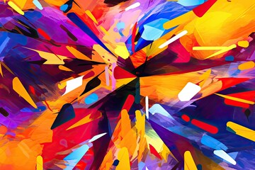 Colorful Abstract Background: Wild Pop Art Painting with Dynamic Shapes, generative AI