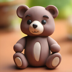 Brown teddy bear sitting in the garden. 3d illustration.