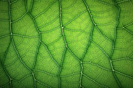 Green Abstract HD Background with Leaf Pattern Textures: Detailed and Realistic, generative AI