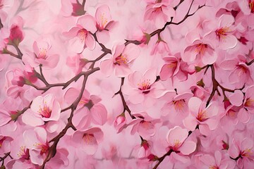 Fototapeta premium Pink Abstract Background: Captivating Cherry Blossom Delicacy in Springtime, generative AI