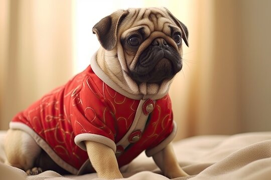 Pug Pictures: Showcasing the Irresistible Adorable Traits of the Breed, generative AI