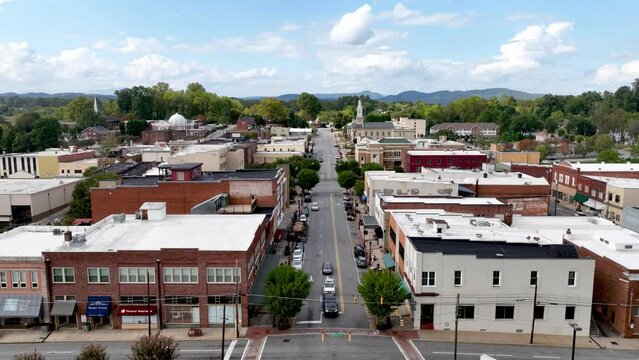 lenoir nc, north carolina low aerial over town