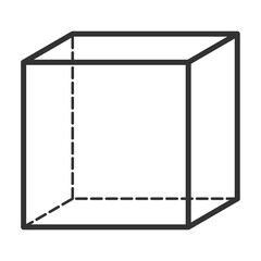 Vector illustration of Cube 3D geometric shapes in dark color and transparent background(png).