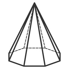 Vector illustration of octagonal pyramid 3D geometric shapes in dark color and transparent background(png).