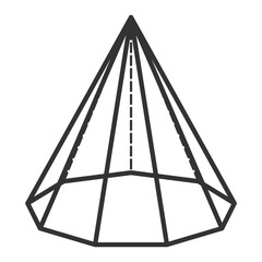 Vector illustration of hexagon pyramid 3D geometric shapes in dark color and transparent background(png).