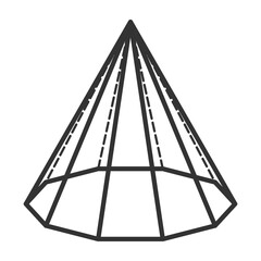 Vector illustration of hexagon pyramid 3D geometric shapes in dark color and transparent background(png).