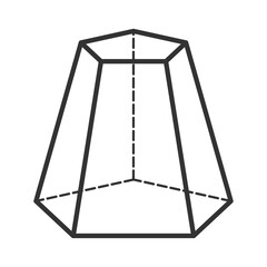 Vector illustration of frustrum of a pentagon pyramid 3D geometric shapes in dark color and transparent background(png).