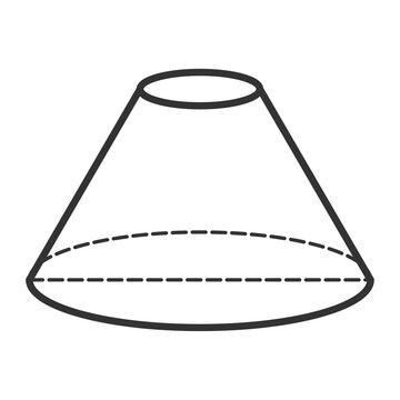 Vector illustration of frustrum of a cone 3D geometric shapes in dark color and transparent background(png).