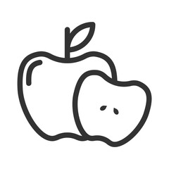 Vector illustration of apple icon in dark color and transparent background(PNG).