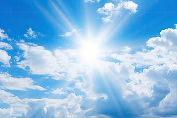 Fototapeta premium A sunlit sky with fluffy clouds