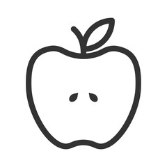 Vector illustration of apple icon in dark color and transparent background(PNG).
