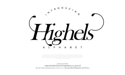 Highels creative modern urban alphabet font. Digital abstract moslem, futuristic, fashion, sport, minimal technology typography. Simple numeric vector illustration