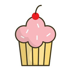 Vector illustration of cupcake icon sign and symbol. colored icons for website design .Simple design on transparent background (PNG).
