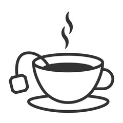 Vector illustration of tea icon in dark color and transparent background(png).